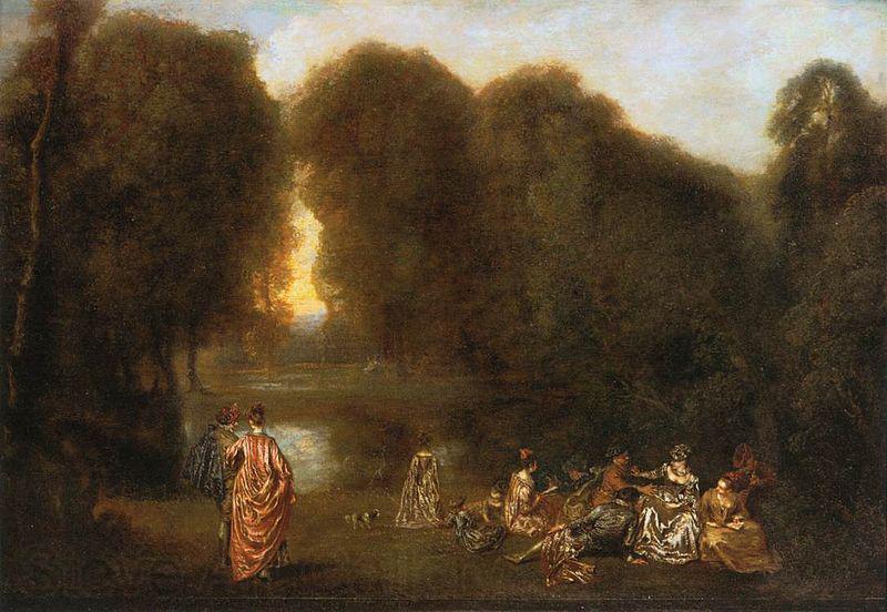 Jean-Antoine Watteau Gathering in the Park Spain oil painting art